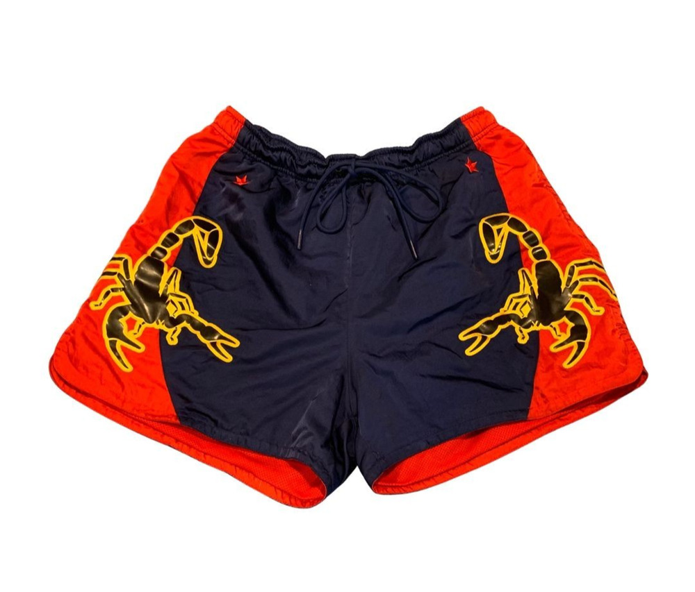 Nike Mens Muay Thai Scorpion Shorts Size L Red Blue Boxing MMA Drawstring Pocket
